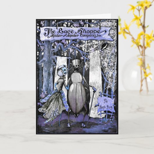 FELICITATIE! SPOOKY BRUID & BRUIDEGOM GROET KAART (Gele Bloem)