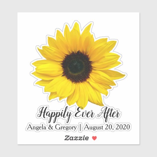 Felicitatie Sunflower Trouwdag Sticker (Vel)
