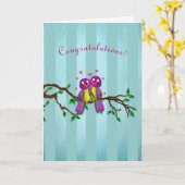 Felicitatie! -Tortelduifjes Kaart (Gele Bloem)