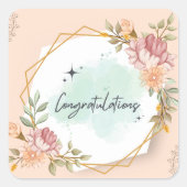 felicitatie vierkante sticker (Voorkant)