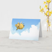 Felicitatie! (vliegende varken) kaart (Gele Bloem)