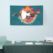 Felicitatie! Zwarte vrouw, ballonnen en bloemen Spandoek (Beurs)