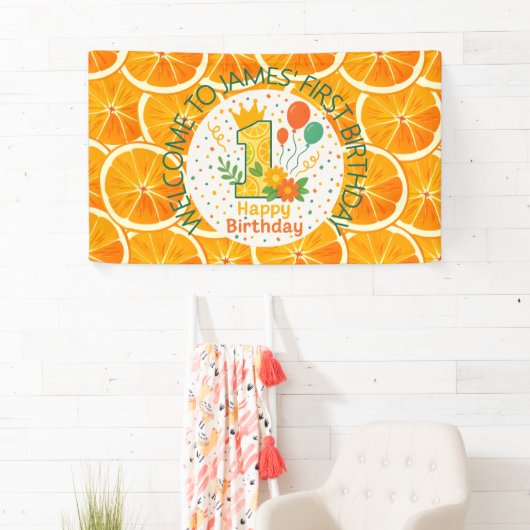 Felicitatiebanner Bright Citrus 1e verjaardag  Spandoek (Insitu)