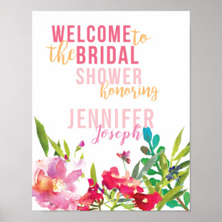 Felicitatiebord met heldere bloemen poster