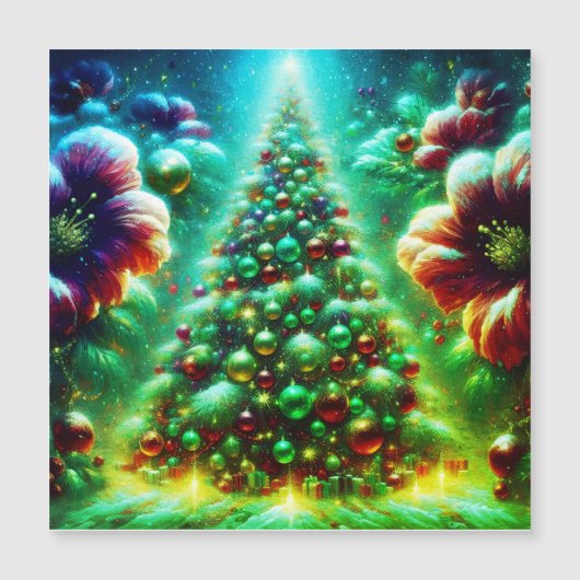 Felicitatief Kerstbomen Magnetische Kaart (Voorkant)