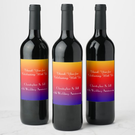 Felicitatiefuif Helder Regenboog Jubileumfeest Wijn Etiket (Flessen)