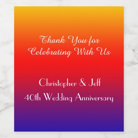 Felicitatiefuif Helder Regenboog Jubileumfeest Wijn Etiket (Enkel label)