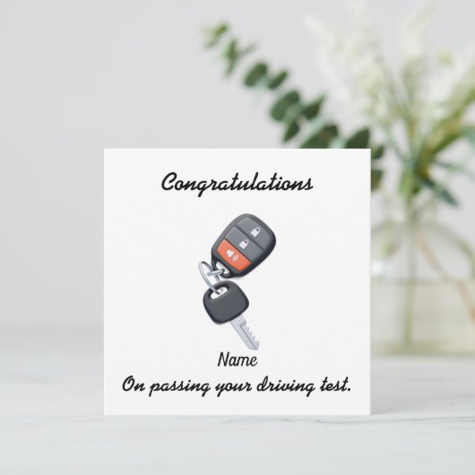 Felicitatiekaart met autosleutels kaart (Staand voorkant)