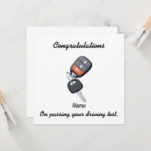 Felicitatiekaart met autosleutels kaart (Voorkant / Achterkant in situ)