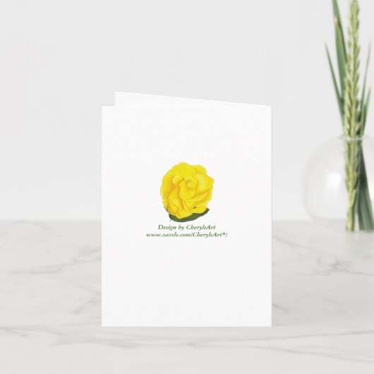 Felicitatiekaart met heldere gele roos (Achterkant)