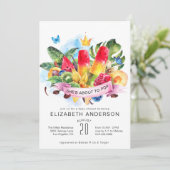 Felicitatiekaart voor babyfeestje met heldere zome kaart (Staand voorkant)