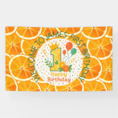 Felicitatiervaandel met heldere citrus 1e verjaard spandoek (Horizontaal)