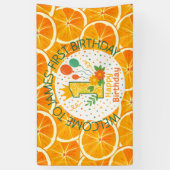 Felicitatiervaandel met heldere citrus 1e verjaard spandoek (Verticaal)