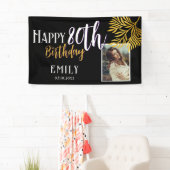 Felicitaties 80e Verjaardag Goud Loof Foto Achterg Spandoek (Insitu)