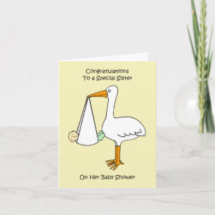 Felicitaties aan zus met haar babyshower kaart