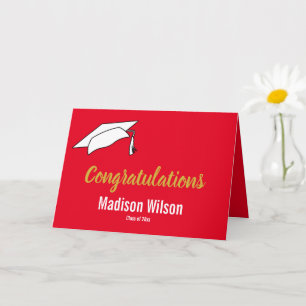 Felicitaties Afstuderen Rood en Wit Kaart
