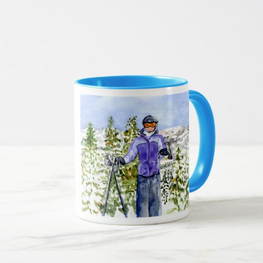 felicitaties allison skiing mok (Voorkant rechts)