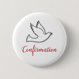 Felicitaties Bevestiging Duif met Goud, Rood Ronde Button 5,7 Cm
