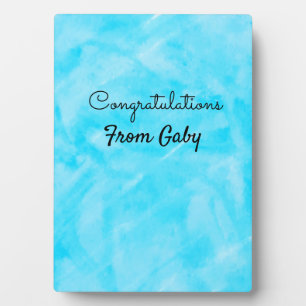 felicitaties eenvoudig blauw met de hand geschilde fotoplaat