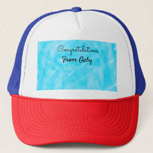 felicitaties eenvoudig blauw met de hand geschilde trucker pet