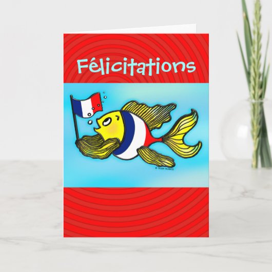 FELICITATIES French Flag Fish funny greeting card Kaart (Voorkant)