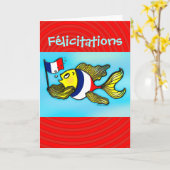 FELICITATIES French Flag Fish funny greeting card Kaart (Gele Bloem)
