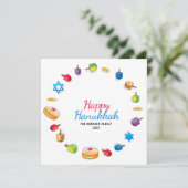 Felicitaties Hanukkah Moderne Foto Dreidel Ster Na (Staand voorkant)