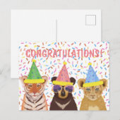 Felicitaties - Illustratie van wilde dieren Briefkaart (Voorkant / Achterkant)