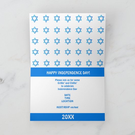 Felicitaties Israël 75 Onafhankelijkheidsdag Blauw (Binnen)