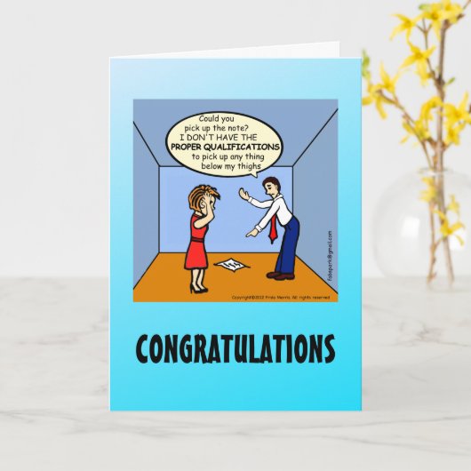 FELICITATIES Juiste Kwalificaties grappige strips Kaart (Gele Bloem)