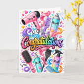 Felicitaties met afstuderen als haarstylist kaart (Gele Bloem)