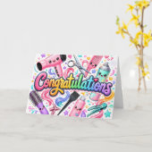 Felicitaties met afstuderen als haarstylist kaart (Gele Bloem)