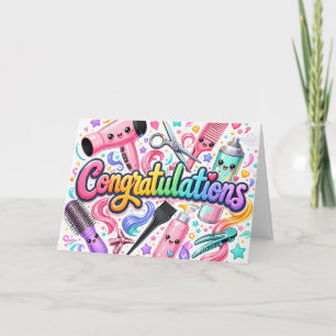 Felicitaties met afstuderen als haarstylist kaart
