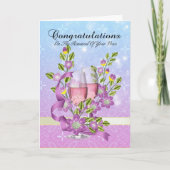 felicitaties met bloemen voor hun hernieuwing van  kaart (Voorkant)