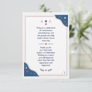 Felicitaties met Dag van de Arbeid Waardering Hart Bedankkaart