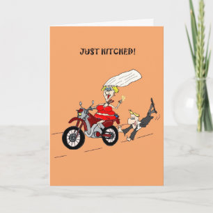 FELICITATIES MET JE HUWELIJK FUNNY GROOM BIKER KAART