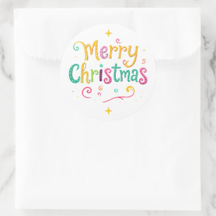 Felicitaties met Kerstmis, helder en koel Ronde Sticker