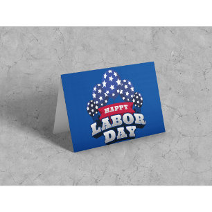 Felicitaties met Labor Day Sterren Rood Wit Blauw Kaart