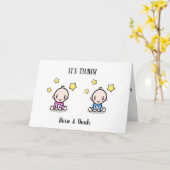 felicitaties met twee baby met namen kaart (Gele Bloem)