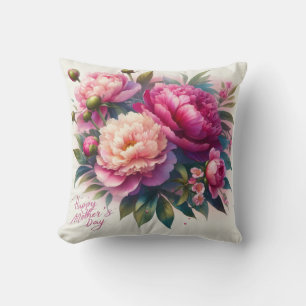 Felicitaties Moederdag Roze Pioen Kussenhoes Kussen