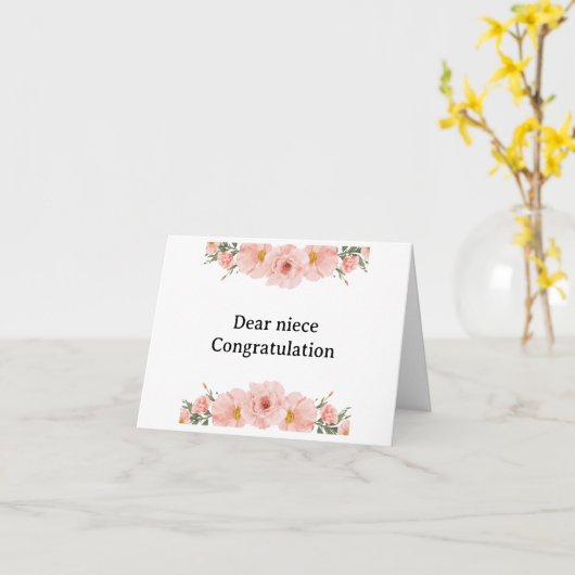 felicitaties niece met uw afstuderen kaart (Gele Bloem)