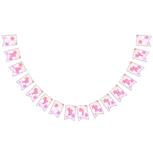 Felicitaties Verjaardag Bubble Gum Roze Perzik Blo Vlaggetjes