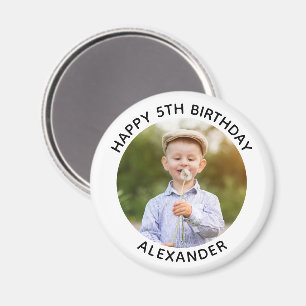 Felicitaties Verjaardag Ronde Foto Wit Magneet