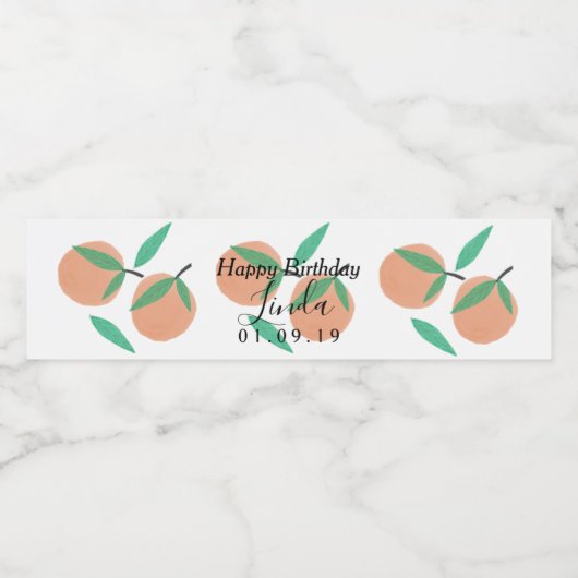 Felicitaties Verjaardag Sinaasappels Feest Waterfles Etiket (Enkel label)