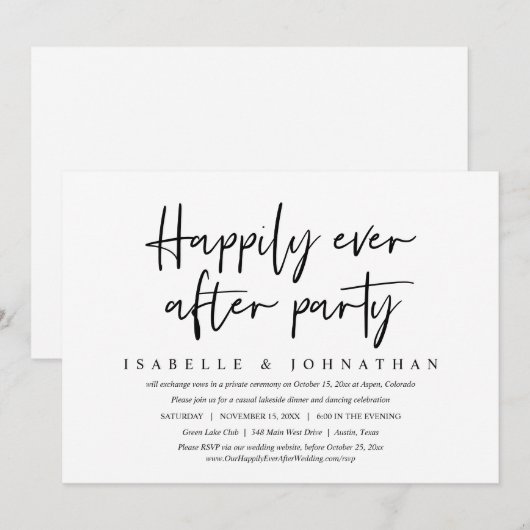 Felicitaties voor altijd Casual bruiloft Elopement Kaart (Voorkant / Achterkant)