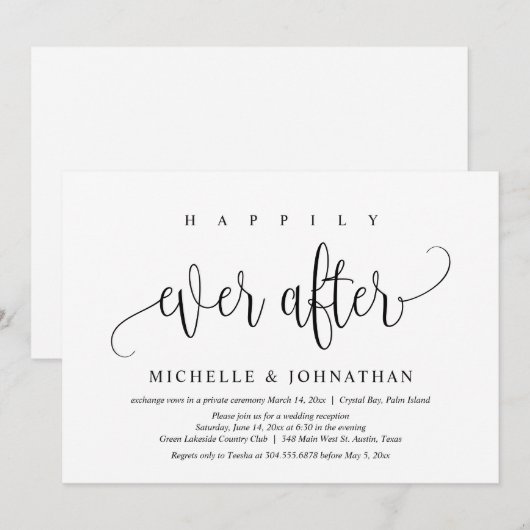 Felicitaties voor altijd, Huwelijksvlucht Feest Kaart (Voorkant / Achterkant)