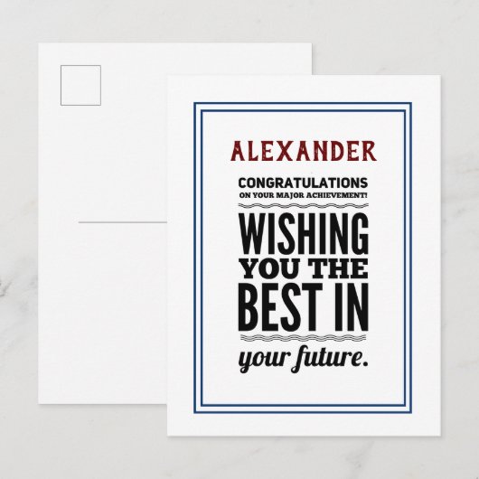 felicitaties voor de behaalde resultaten briefkaart (Voorkant / Achterkant)