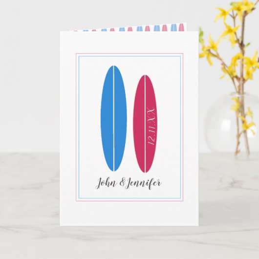 felicitaties voor de bruiloft van surfboard kaart (Gele Bloem)