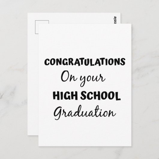 felicitaties voor het afstuderen op de middelbare  briefkaart (Voorkant / Achterkant)