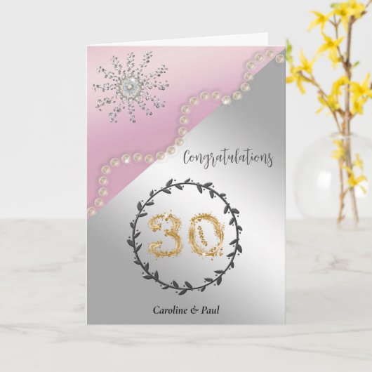 Felicitaties voor je 30ste bruiloft Jubileum Kaart (Gele Bloem)